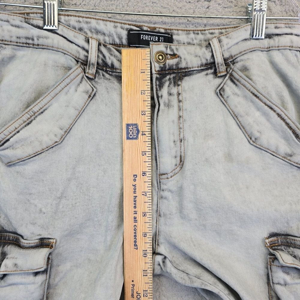Slim Straight Cargo Jeans‎ Men's 32 Gray Acid Wash Skater Grunge Y2K Stretch - Picture 5 of 16